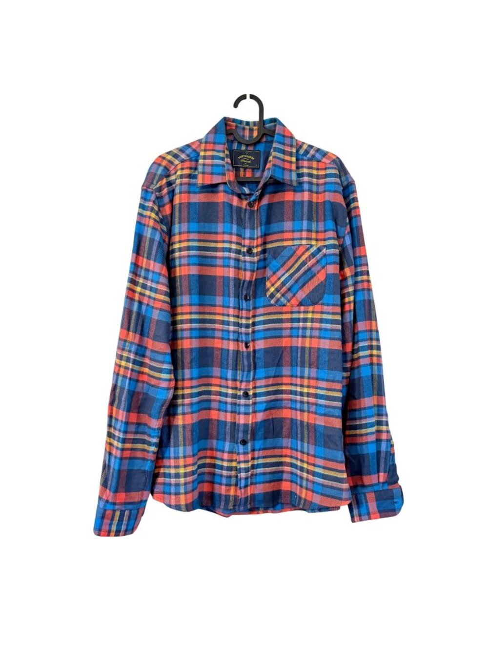 Portuguese Flannel Multicolor Plaid Soft Flannel Long Sleeve Button Shirt Large